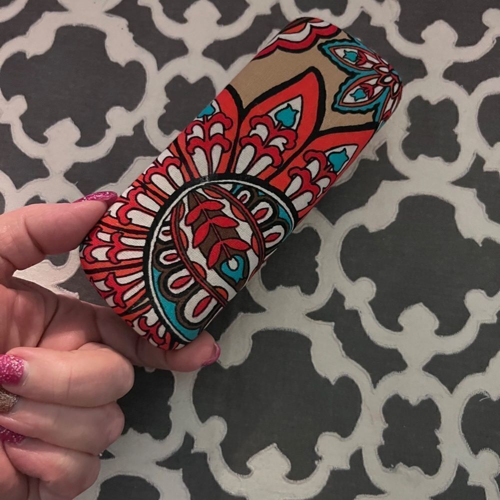 Vera Bradley Glasses Case Floral Brown Blue Red Like NEW - Picture 5 of 8